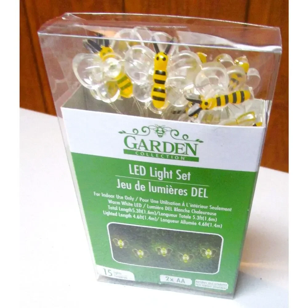 Garden Collection Bee LED String Lights 15 Count 5.3 Feet Warm White Indoor Use